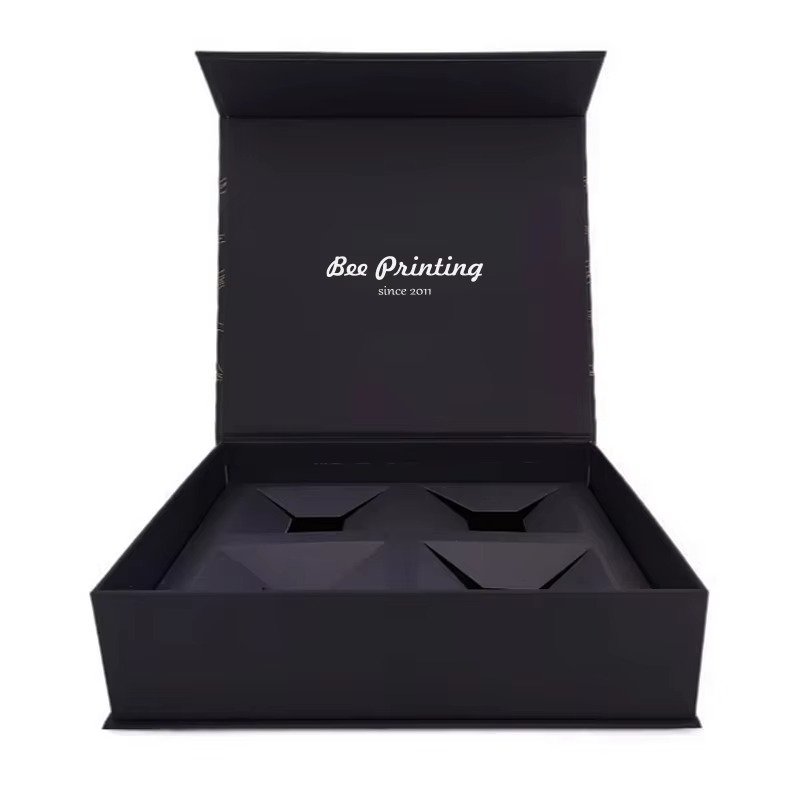 Custom Logo Luxury Matte Rigid Black Gift Box Magnetic product Closure Cardboard Paper Box Folding box with lid