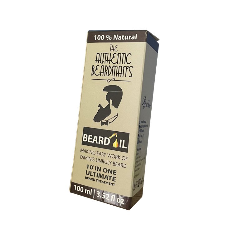 Eco friendly Beard oil cosmetic packaging cardboard box custom gold Logo hot stamping skincare paper box
