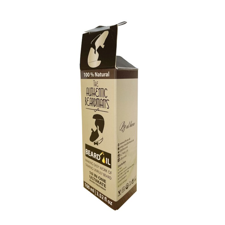 Eco friendly Beard oil cosmetic packaging cardboard box custom gold Logo hot stamping skincare paper box