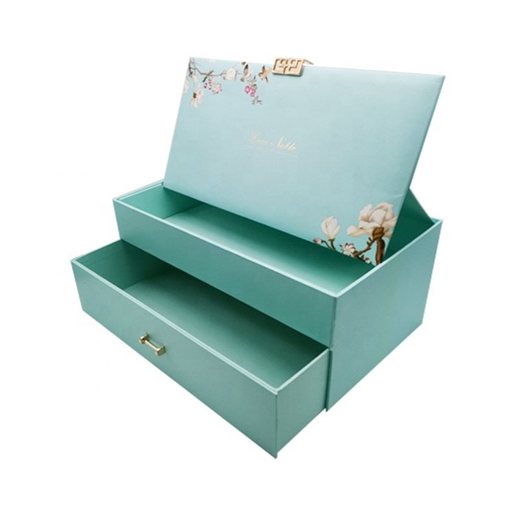 Custom Logo printed high end Multipurpose beautiful gift box with drawer layer