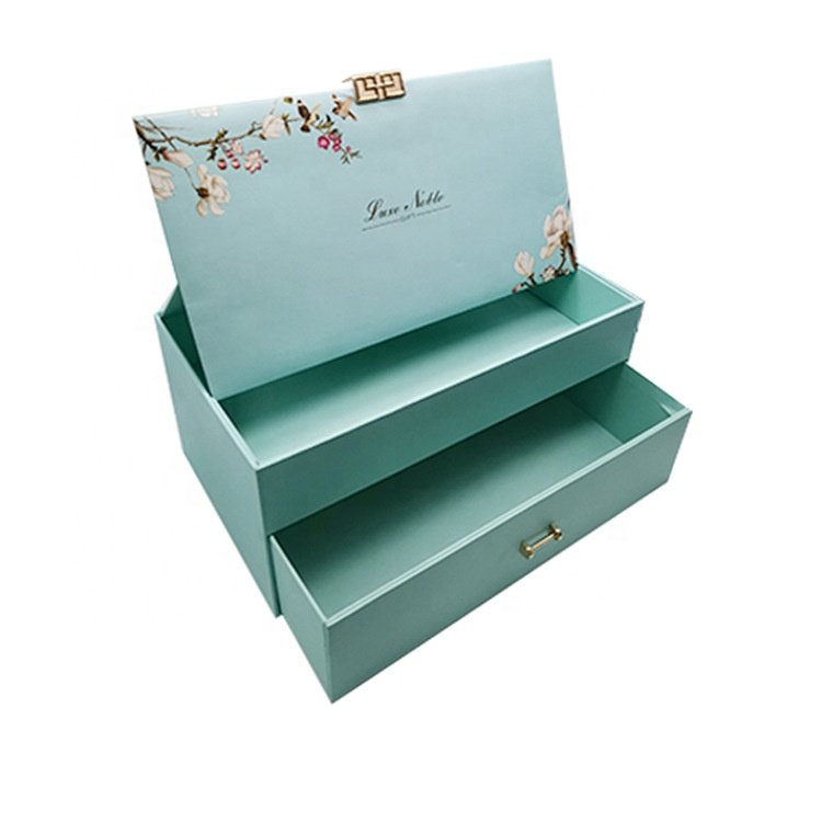 Custom Logo printed high end Multipurpose beautiful gift box with drawer layer