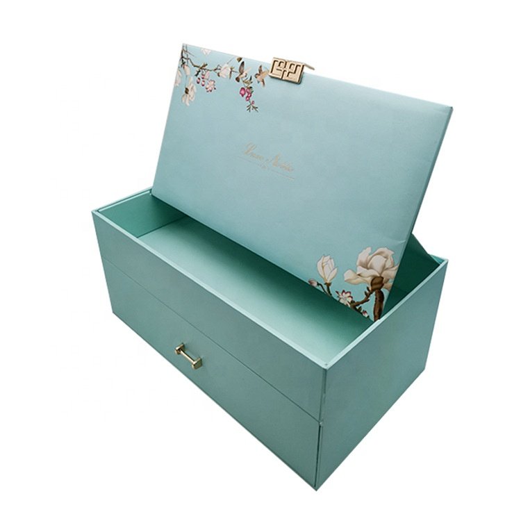 Custom Logo printed high end Multipurpose beautiful gift box with drawer layer