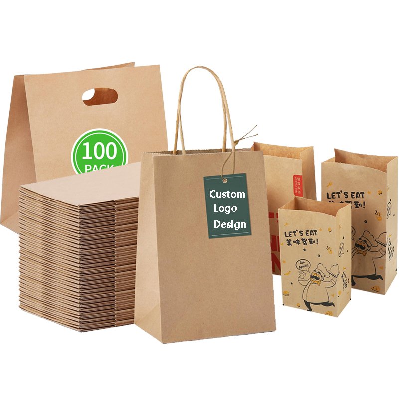 Disposable food container waterproof and grease proof Kraft Paper Packaging Take Away Salad lunch box