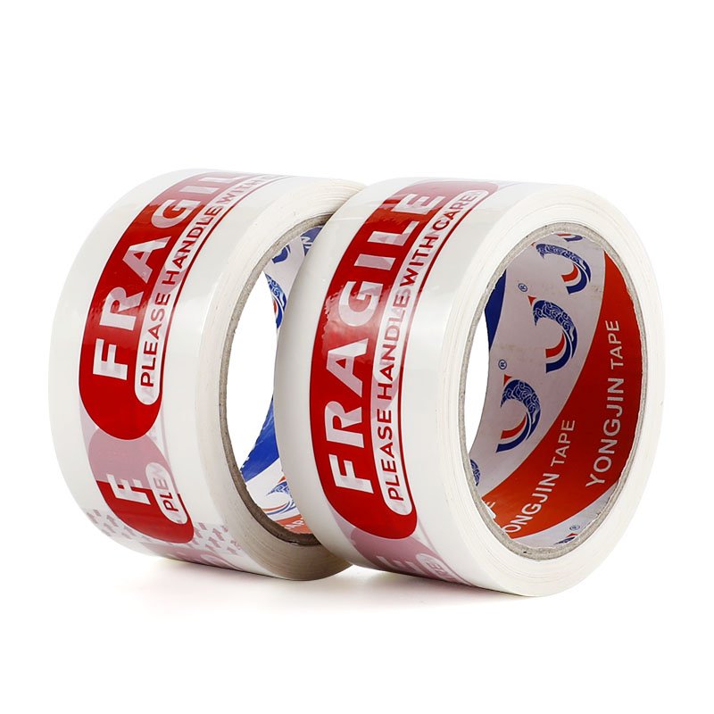 Heavy Duty BOPP Packaging Red Fragile Please Handle With Care Printing Sealing Packing Tape