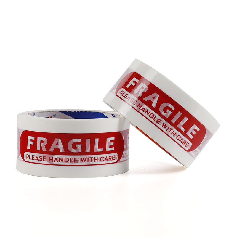 Heavy Duty BOPP Packaging Red Fragile Please Handle With Care Printing Sealing Packing Tape