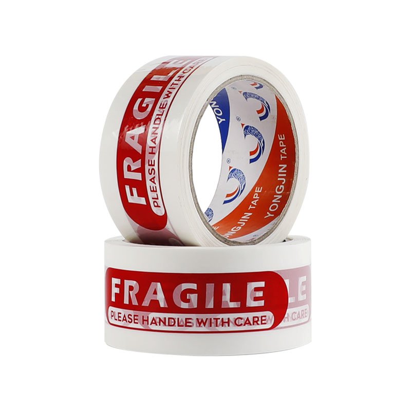 Heavy Duty BOPP Packaging Red Fragile Please Handle With Care Printing Sealing Packing Tape