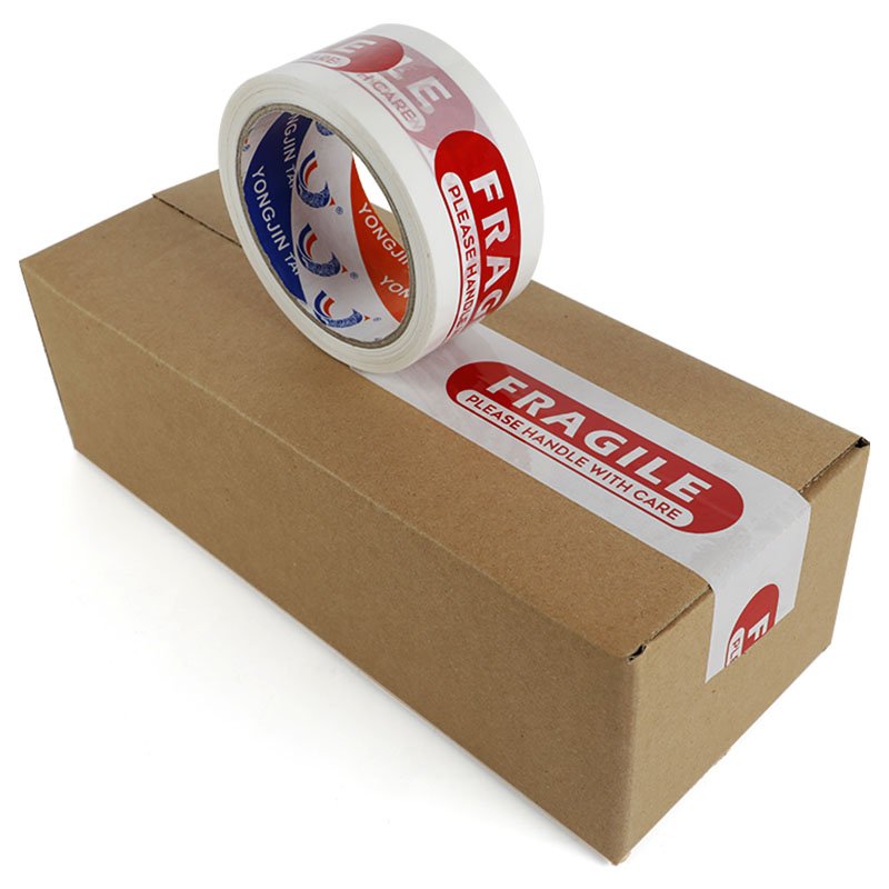 Heavy Duty BOPP Packaging Red Fragile Please Handle With Care Printing Sealing Packing Tape