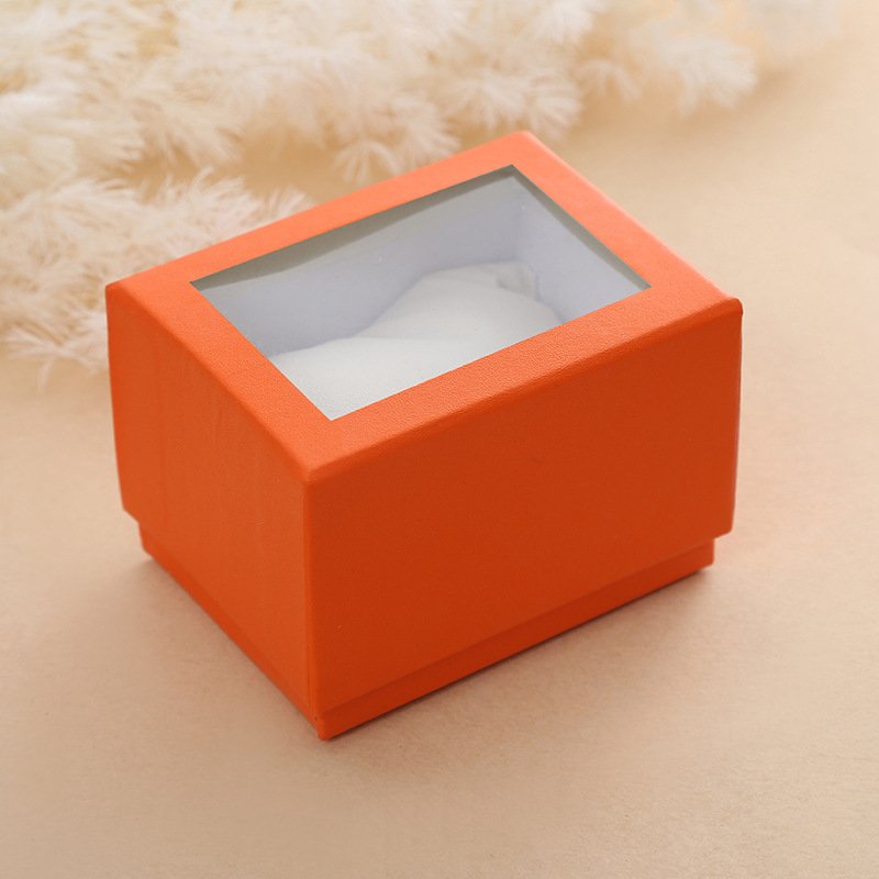 Rectangular Watch Jewelry Box Design Logo Craft Rigid Paper Watch Box Orange Packaging Paper Box For Watch Packaging
