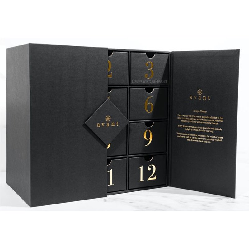 HOT! Custom Advent Calendar Empty Luxury Cardboard Paper Gift Beauty Cosmetic Packaging Countdown Christmas Advent Calendar Box