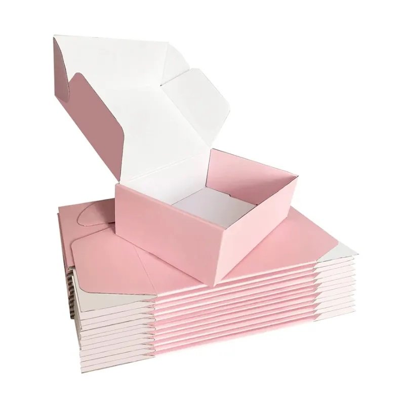 ZT Customized Logo Pink Shipping Foldable Corrugated Carton Underwear Clothing Packaging Mailer Boxes