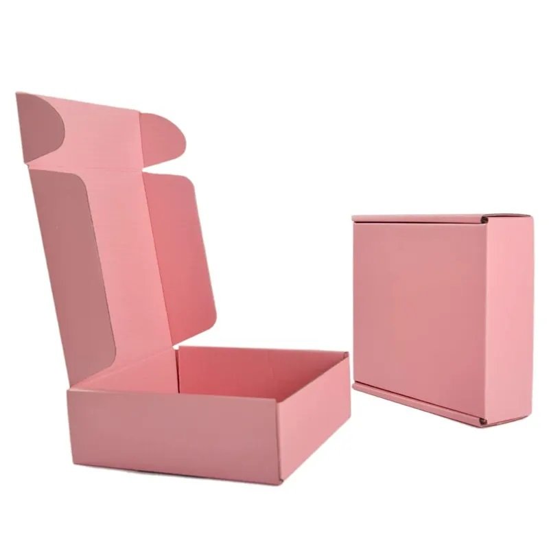 ZT Customized Logo Pink Shipping Foldable Corrugated Carton Underwear Clothing Packaging Mailer Boxes