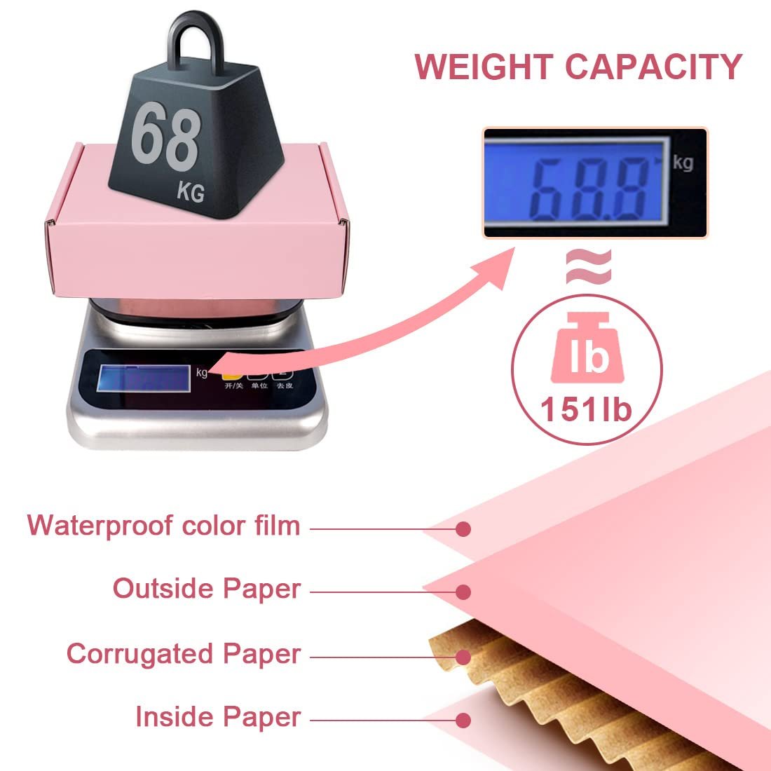 Custom Made Strong Carton Folding pink Kraft Corrugated Shipping Box Beautiful Custom Logo Corrugated Mailer Paper box
