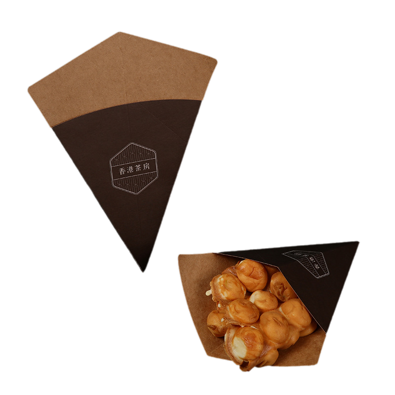 Churros Boxes Triangular Pyramid Disposable Fried Food Chips French Fries Churros Paper Packaging Box Containers For Crepes