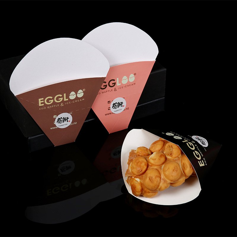Churros Boxes Triangular Pyramid Disposable Fried Food Chips French Fries Churros Paper Packaging Box Containers For Crepes