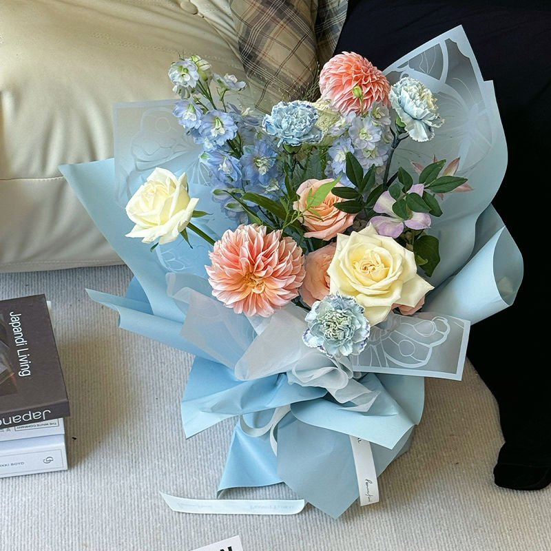 20Pcs 57*57cm Flower Wrapping Paper Transparent Butterfly Bouquet Packaging Paper Party Florist Gift Wrapping Material