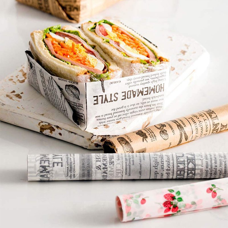 PE Coated Food Grade Custom Design And Size Grease Proof Sandwich Paper Deli Burger Wrapping Paper Bread Packaging Paper
