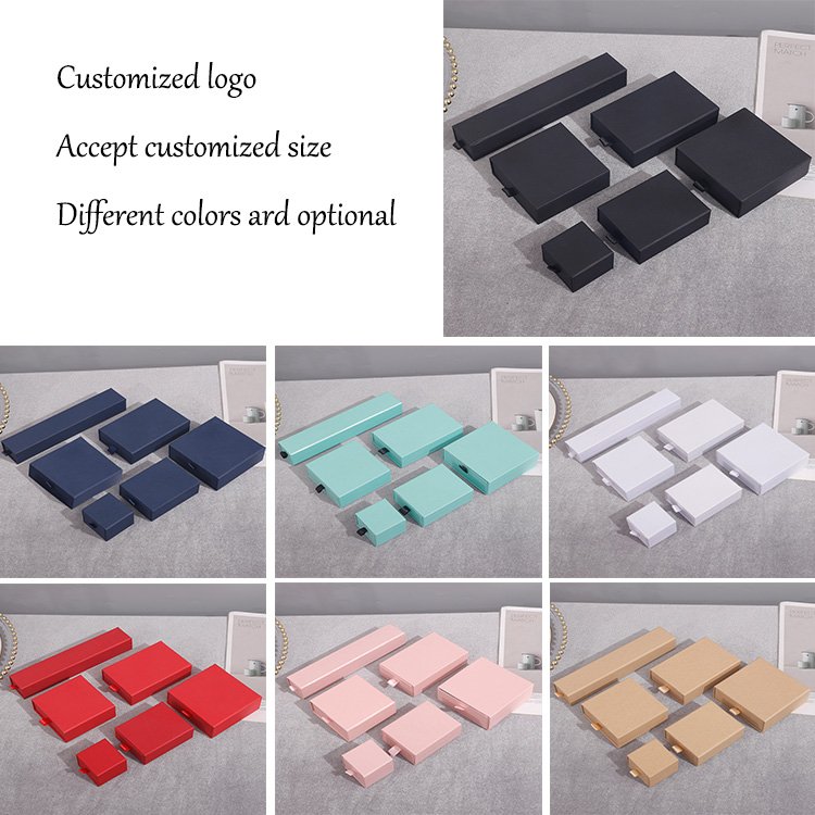 Custom Logo Printed Luxury Jewellery Craft Board Paper Drawer Box For Jewelry Earrings Bracelets Necklaces Packaging