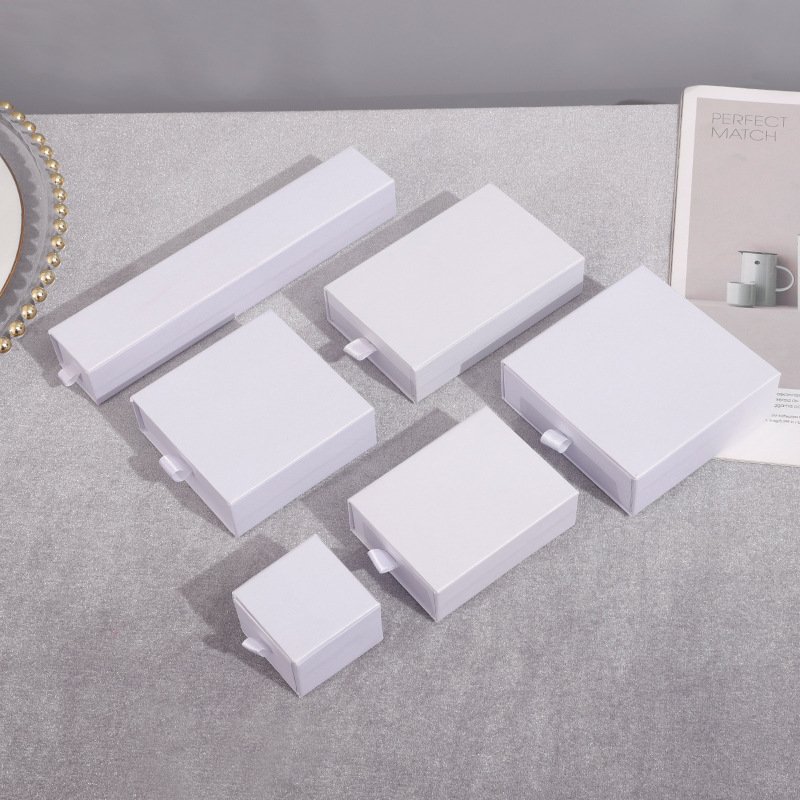 Custom Logo Printed Luxury Jewellery Craft Board Paper Drawer Box For Jewelry Earrings Bracelets Necklaces Packaging