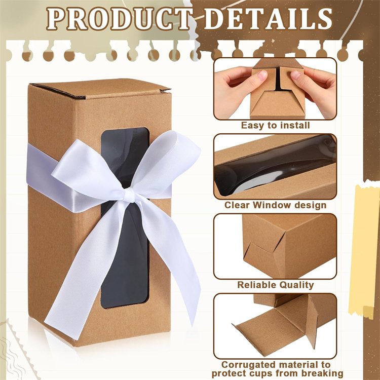 Custom Sets Gift Boxes with Ribbon Sublimation Glass Exhibition for 12 16 18oz Valentines New Year Holiday Drinking Glasses Cup