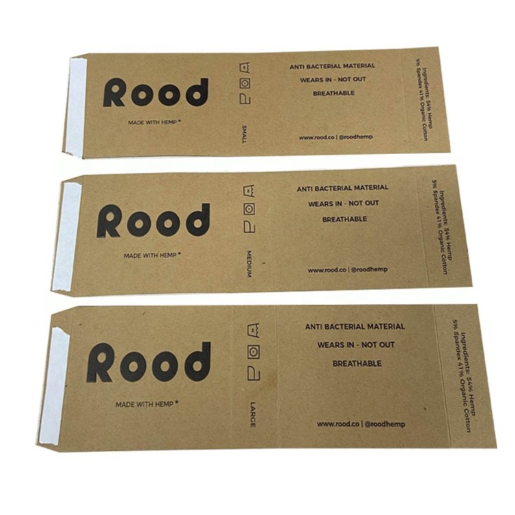 Recyclable brown kraft paper custom logo printed sock wrapping band sock packaging sleeve