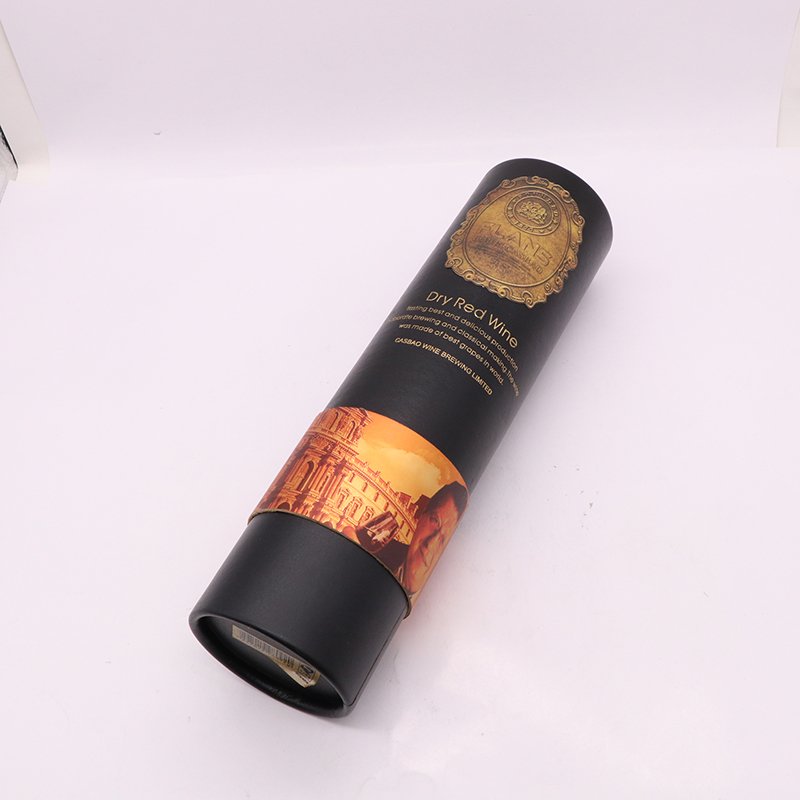 Customized printing Elegant design gift wine bottle box paper tube biodegradable recycled box with logo