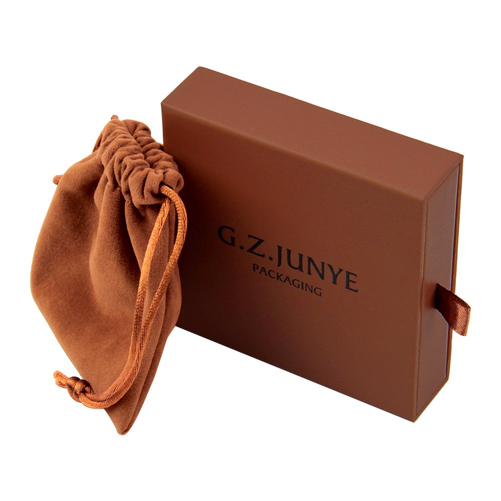 Craft paper Small Brown Jewelry Box Custom Fancy Luxury Drawer Jewelry packaging Box With Logo