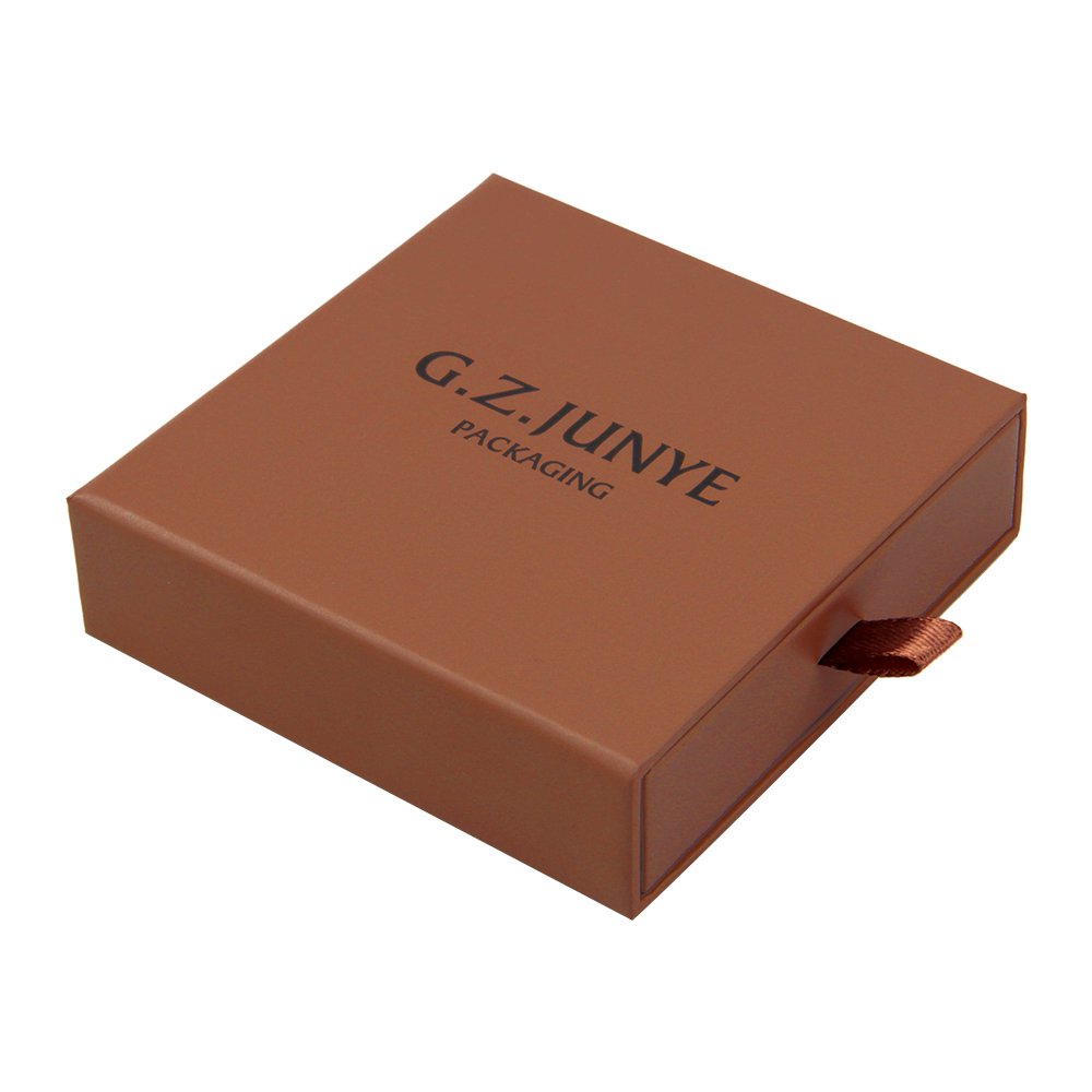 Craft paper Small Brown Jewelry Box Custom Fancy Luxury Drawer Jewelry packaging Box With Logo