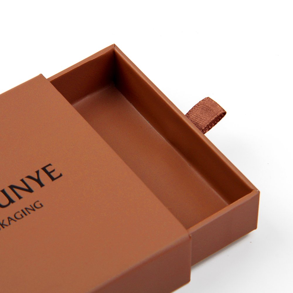 Craft paper Small Brown Jewelry Box Custom Fancy Luxury Drawer Jewelry packaging Box With Logo
