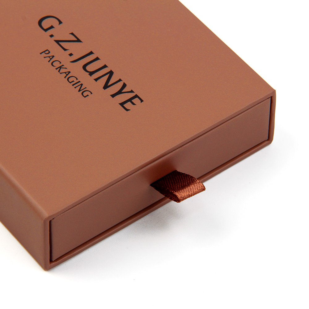 Craft paper Small Brown Jewelry Box Custom Fancy Luxury Drawer Jewelry packaging Box With Logo