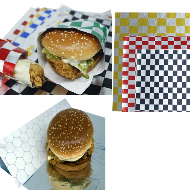 Direct Factory Sandwich Insulated Foil Wrapping Paper Burger Packaging Sheets