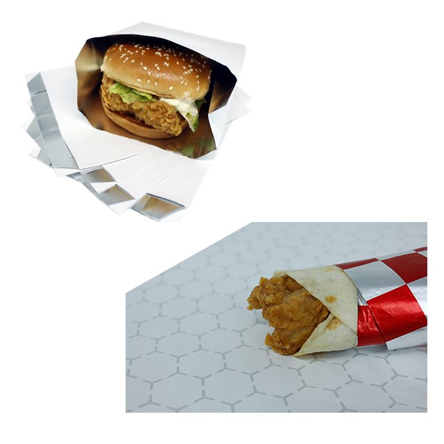 Direct Factory Sandwich Insulated Foil Wrapping Paper Burger Packaging Sheets