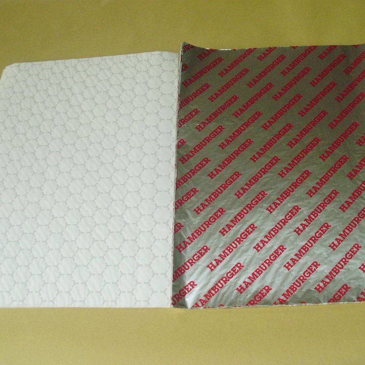 laminated foil grease proof packaging food wrapping paper for burger sandwich