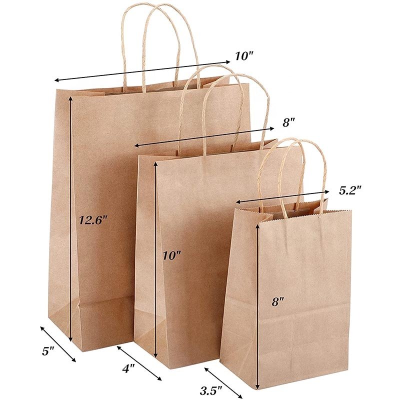 Eco Recycle Kraft Paper Bags Food Grade Paper Take Away Food Packaging Bag Customized Paper Bag For Food