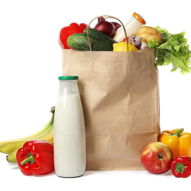 Eco Recycle Kraft Paper Bags Food Grade Paper Take Away Food Packaging Bag Customized Paper Bag For Food