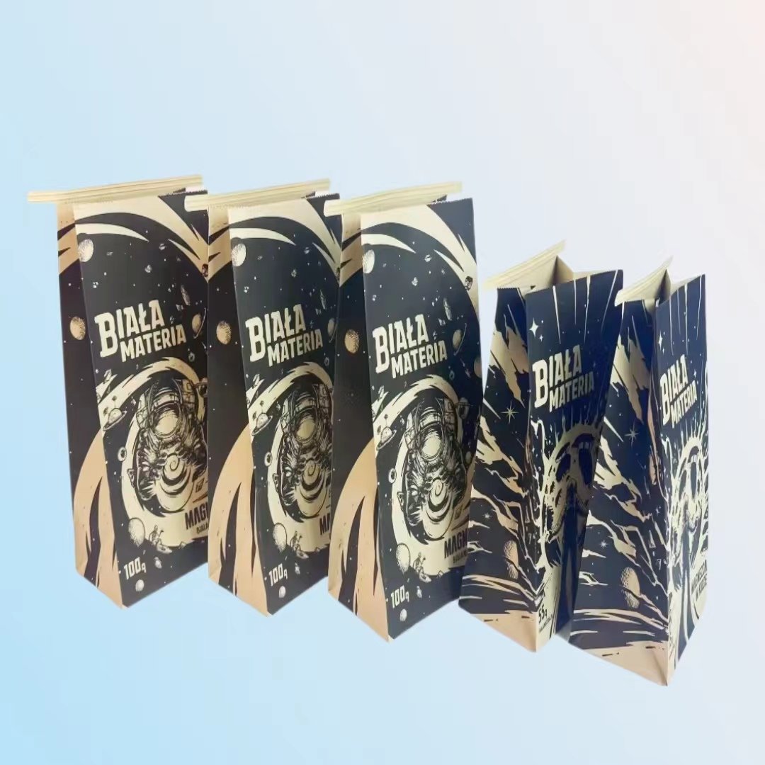 Customized Printed Design Kraft Grease Resistance Tin Tie Bags Moistureproof Coffee Bag Tea Bags for Packaging Pet Food