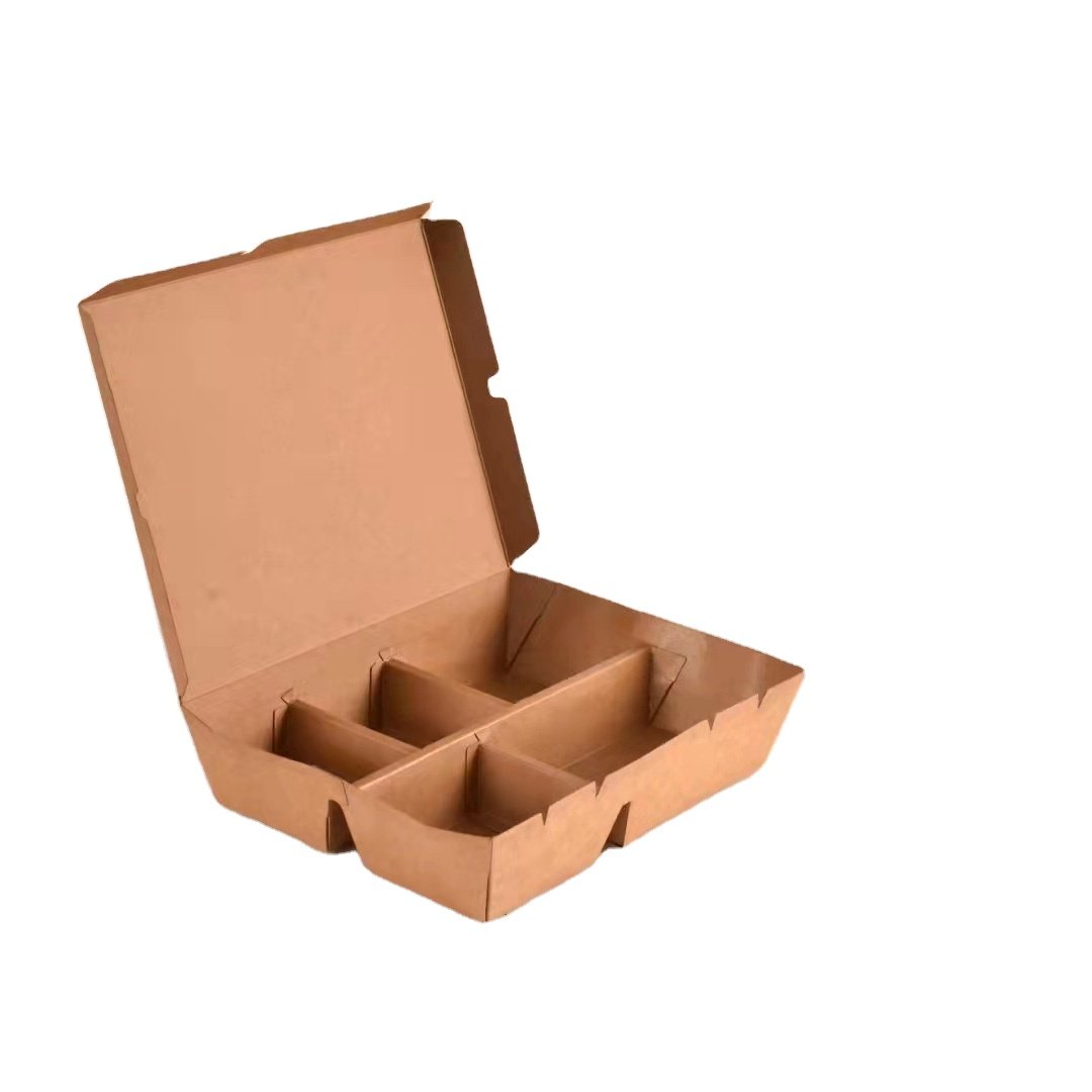 5 Compartment Microwavable Eco Friendly Biodegradable Disposable Packaging Paper Takeaway Bento Lunch Box Food Container