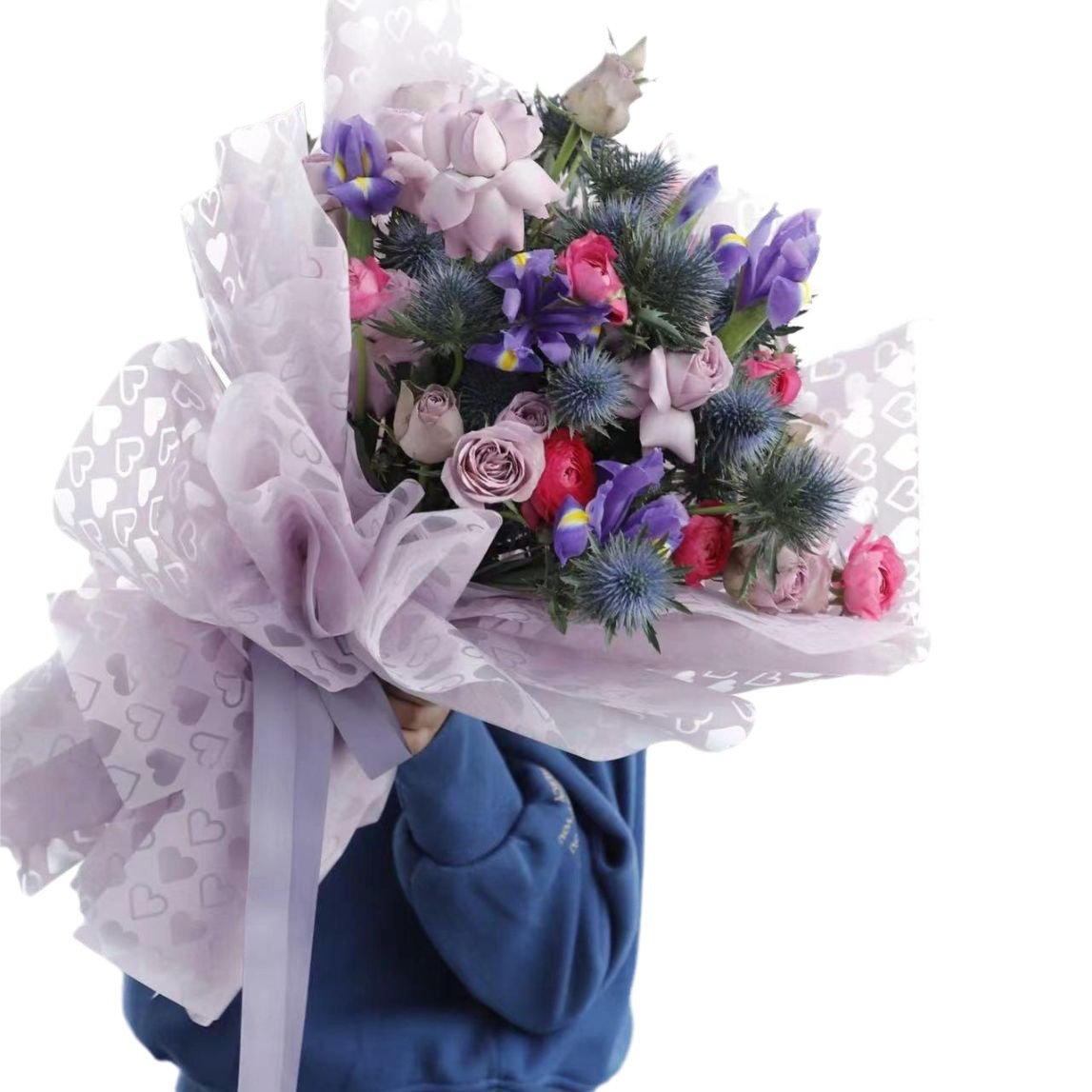 Small Love Flower Bouquet Plastic Waterproof Packaging Paper DIY Gift Bouquet Packaging Paper