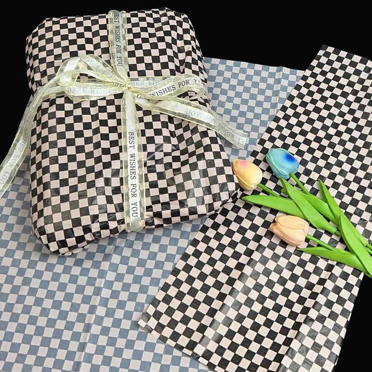 Custom Tissue Wrapping Paper Red Black Lattice Gift Wrapping Paper Shoe Clothes Checkered Tissue Paper