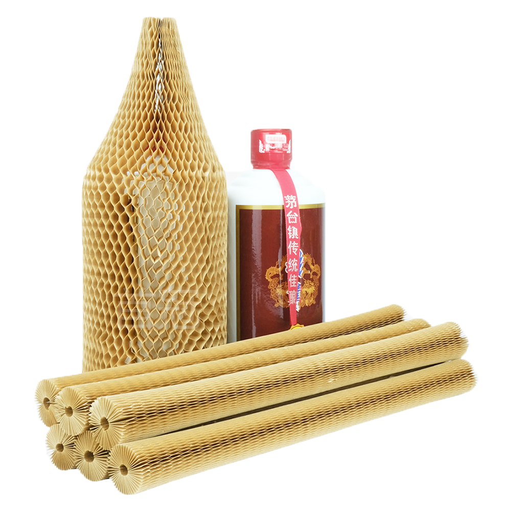 Eco-Friendly Protective Sleeves Custom Kraft Honeycomb Paper Wrap for Travel Airplane Wine Bottles Protector Packaging