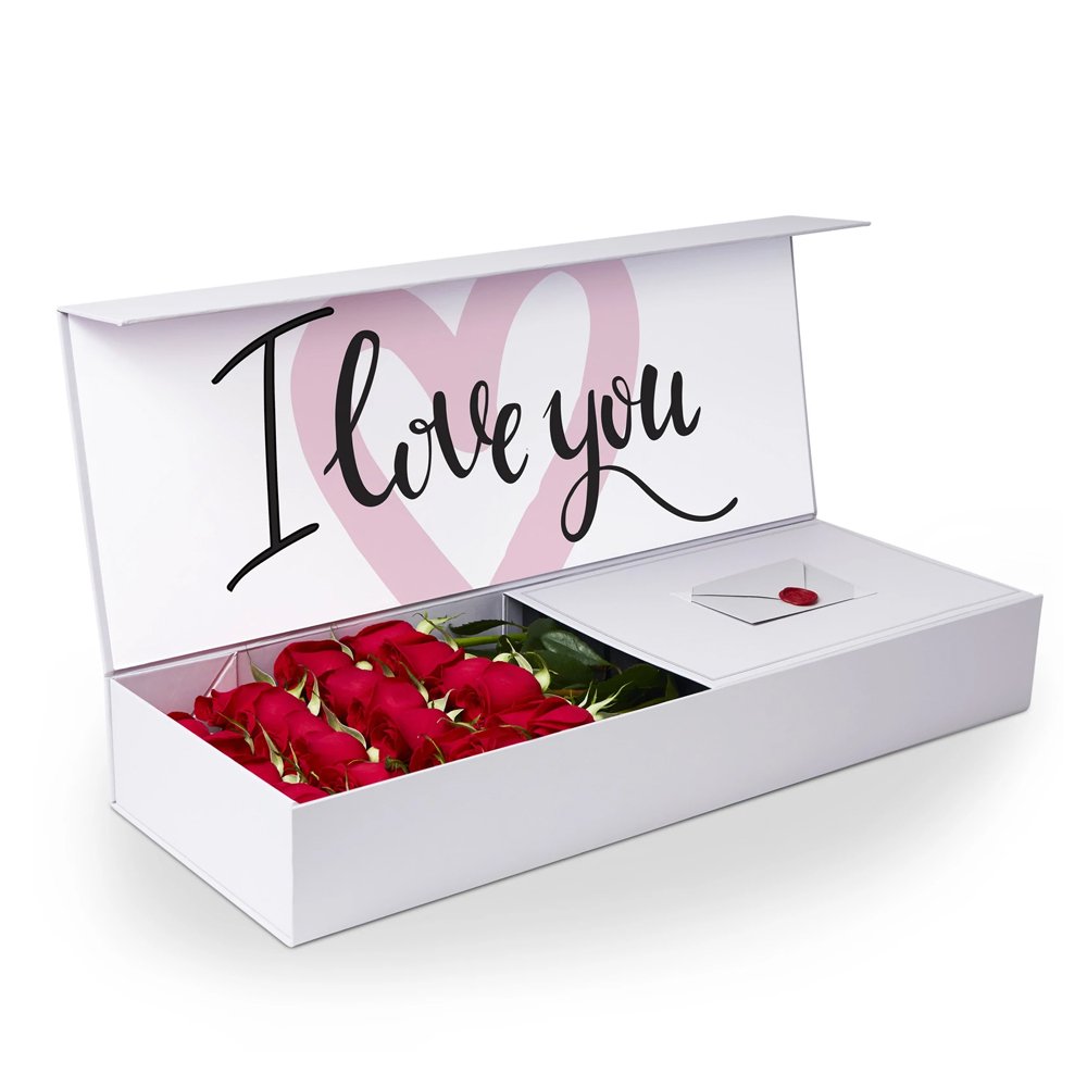 Custom logo magnetic flip flower gift packaging mom flower gift box luxury mom rose flower box with cards luxury mom box