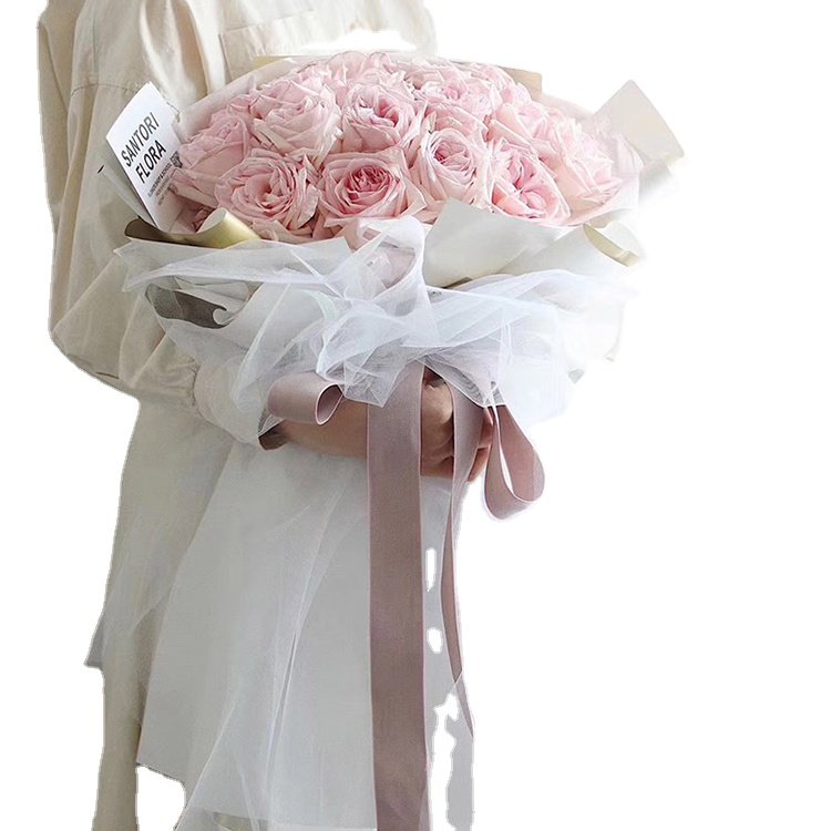Factory Supply Flower Wrapping Paper Polyester Yarn Net Deco Mesh Poly Bouquets Mesh Rolls Flower Wrapping Mesh Deco