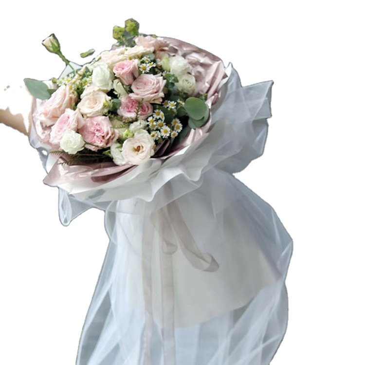 Factory Supply Flower Wrapping Paper Polyester Yarn Net Deco Mesh Poly Bouquets Mesh Rolls Flower Wrapping Mesh Deco