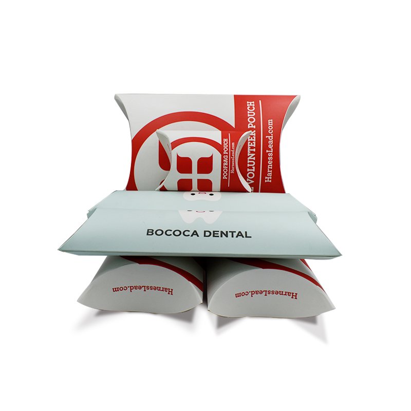 Custom Logo Pillow Shape Candy Gift Paper Box Recyclable Eco-friendly Brown Kraft Paper Pillow Box