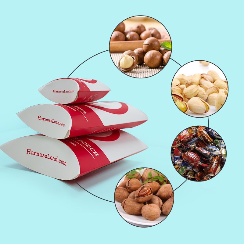 Custom Logo Pillow Shape Candy Gift Paper Box Recyclable Eco-friendly Brown Kraft Paper Pillow Box