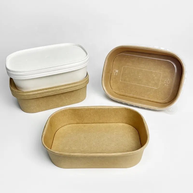 Eco friendly packaging food box takeaway biodegradable custom disposable paper soup cup salad bowl paper container kraft bowl