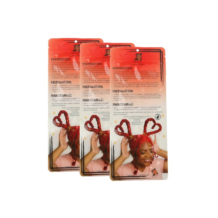 custom brand logo human hair stand up pouch wig packaging bags