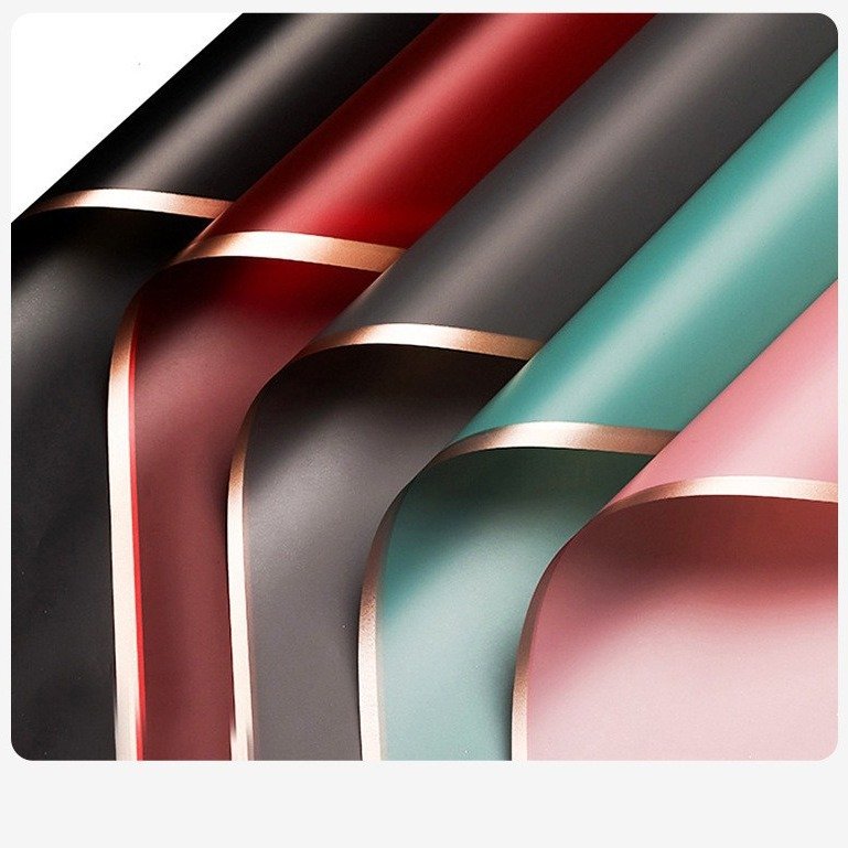 Flower Wrapping Paper Translucent Wrapping Bouquet Gift Wrapping Paper Golden Edge Jelly Film Waterproof Matte Paper