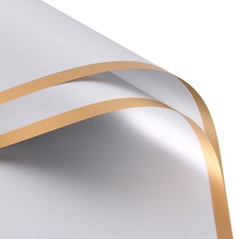 Flower Wrapping Paper Translucent Wrapping Bouquet Gift Wrapping Paper Golden Edge Jelly Film Waterproof Matte Paper