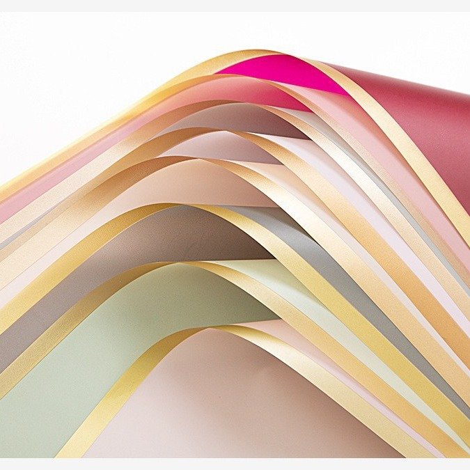 Flower Wrapping Paper Translucent Wrapping Bouquet Gift Wrapping Paper Golden Edge Jelly Film Waterproof Matte Paper