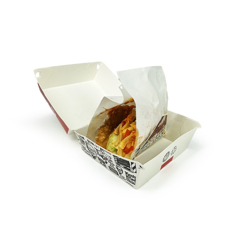 Disposable Eco Heavy Duty Box Grease Resistant Black Dish Chicken Plate Kraft Boxes Hot Dogs Tacos Paper Food Trays